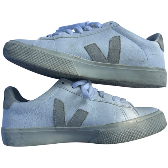 Veja Women's Campo Leather White/Grey Sneakers Shoes, sz 7 - Picture 8 of 12